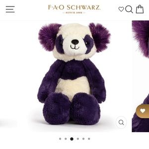 Nwt FAO Schwartz Dream super soft purple & white panda bear